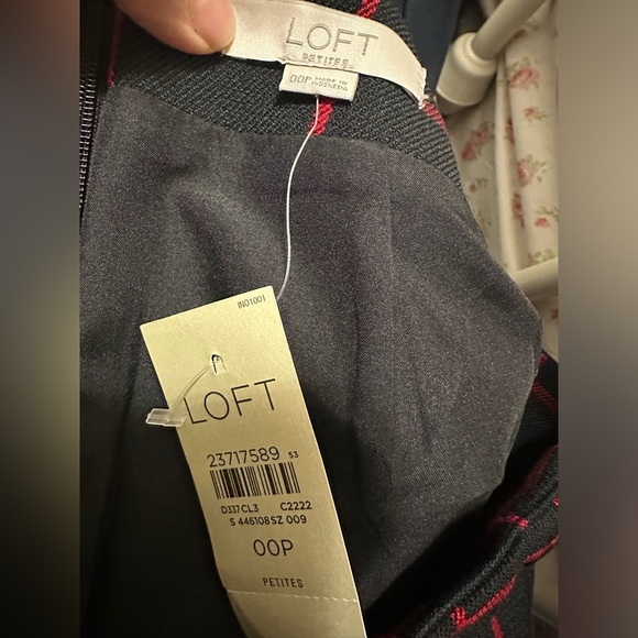 Loft Black & Red Striped Mini Skirt Career Office Outfit Sz 00P - Picture 3 of 5